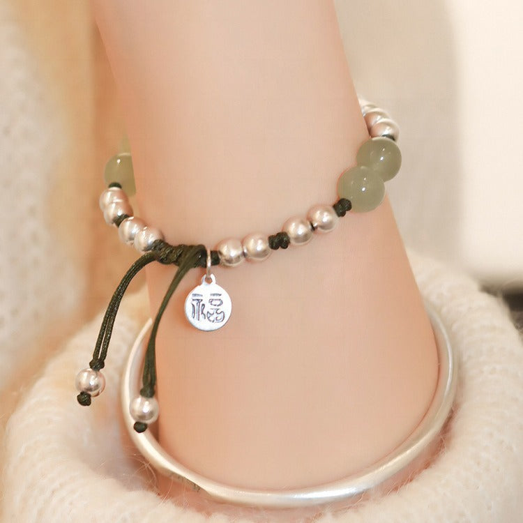 Original Bamboo Bracelet Lotus Flower Hetian Jade 925