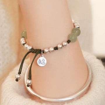 Original Bamboo Bracelet Lotus Flower Hetian Jade 925