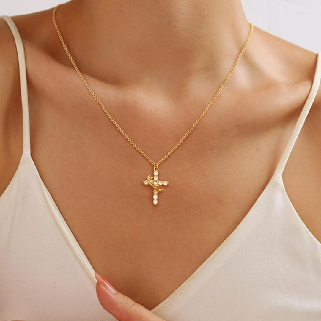 Crown And Cross Pendant Necklace For Women Men Girls