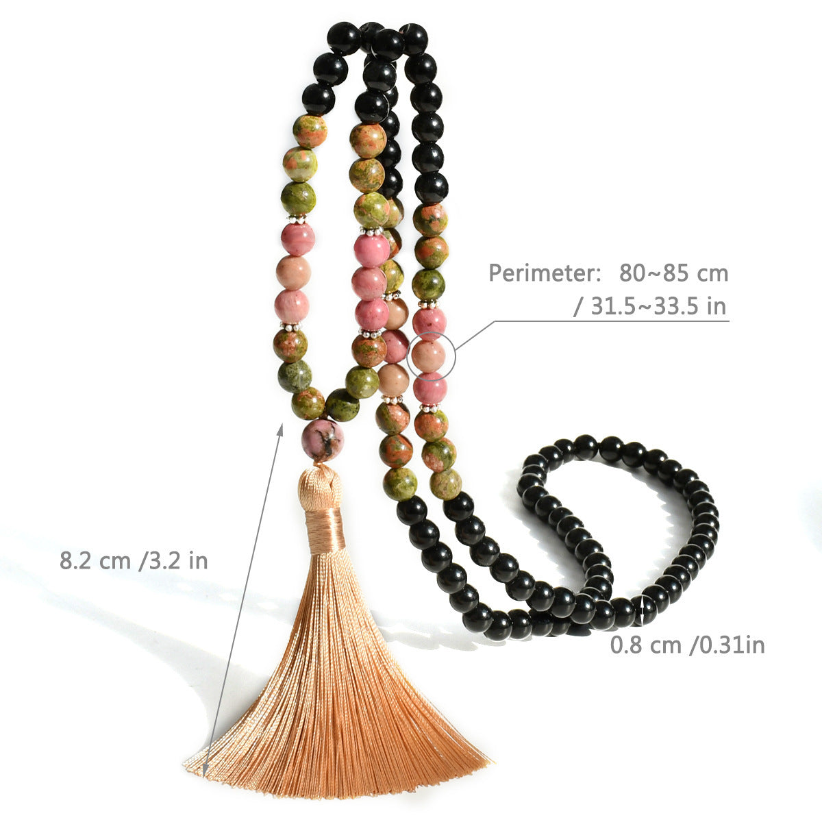 Unakite Prayer Beads 108 Natural Stone Mala Bracelet Set