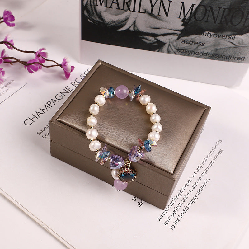 Handcrafted Natural Pearl Crystal Bracelet for Elegant Women by Tinkers