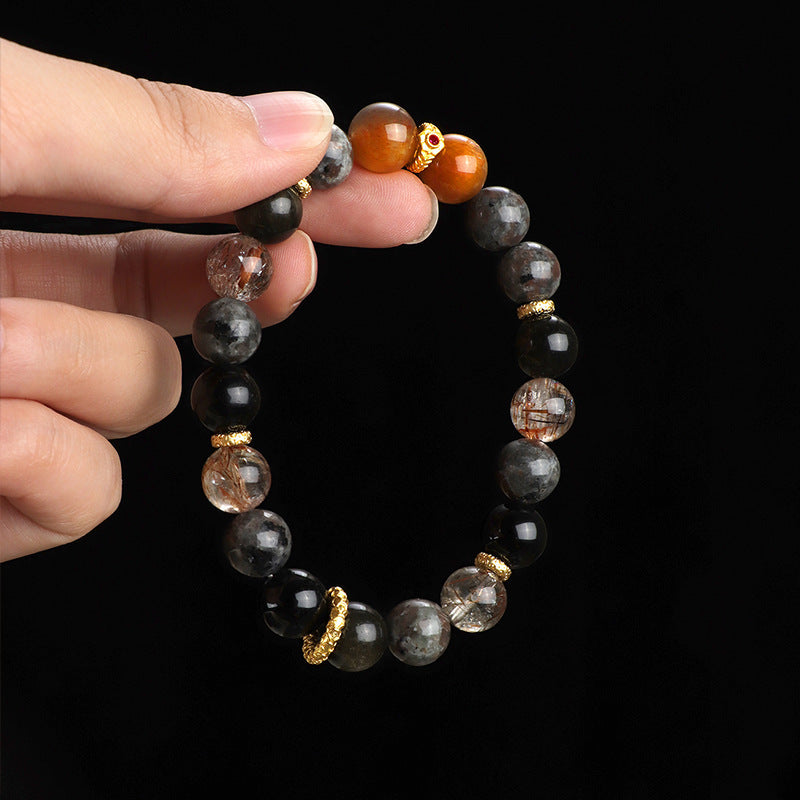 Black Sunstone Flame Stone Wukong Bracelet Unisex Couple