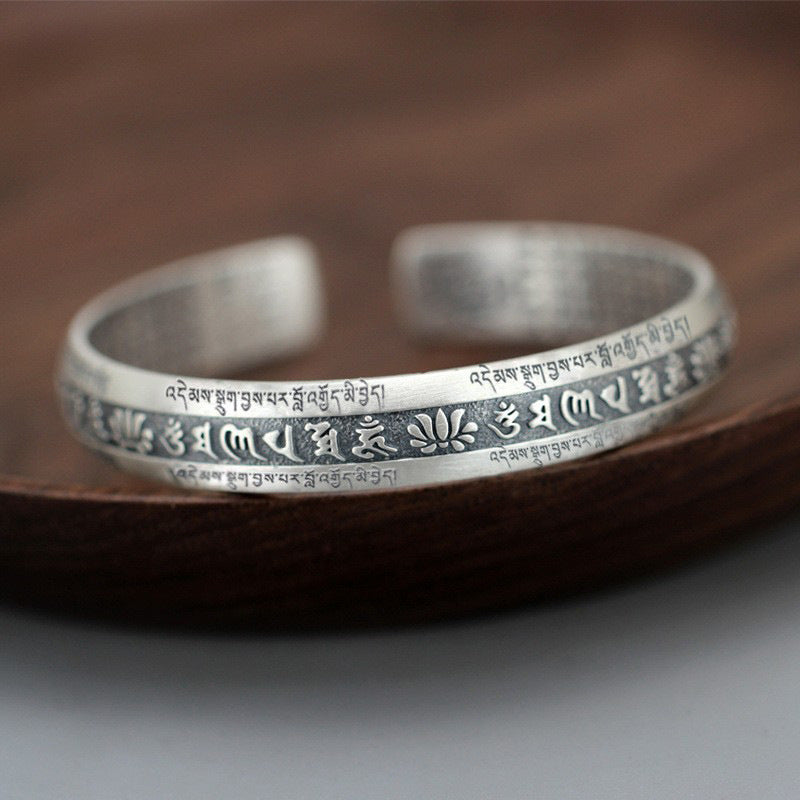 Heart Sutra Copper Bracelet — Thai Silver & Symbolic Charms