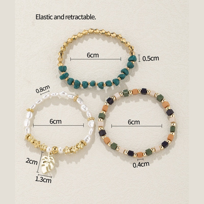 Tinkers Pearl Leaf Pendant Bracelet Set Exclusive Handcrafted - 0