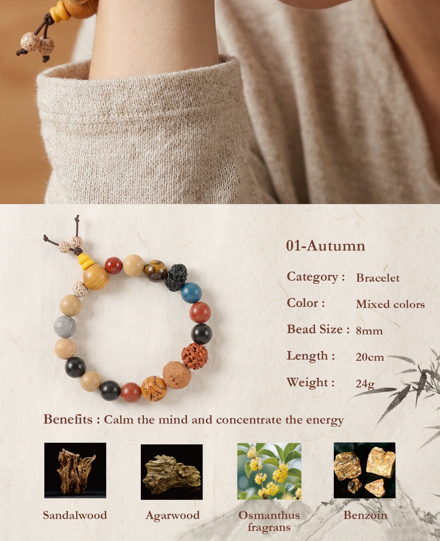 Ancient Five Elements Bracelet – Handcrafted Botanical Energy Beads