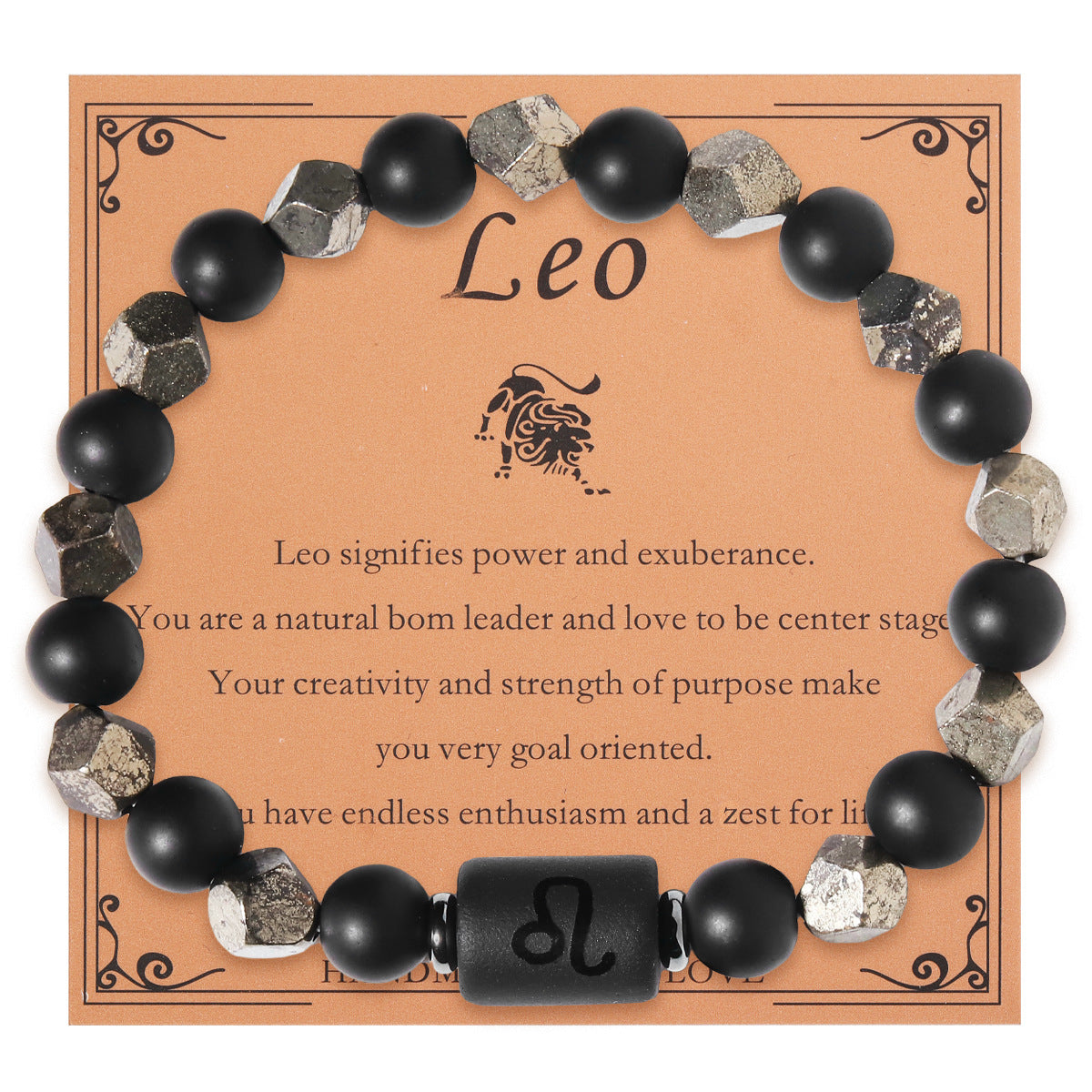 Zodiac Natural Stone Bracelet – Constellation Beaded Cuff with Gift Card