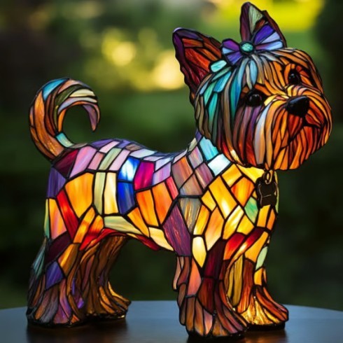 Colorful Dog Lamp Resin Decor By Tinkers - Positive Energy
