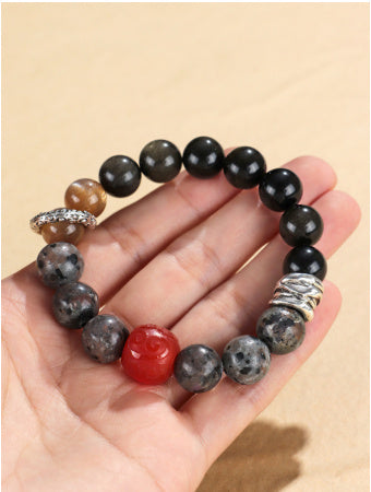 Tinkers Tinkers Gold Obsidian Flame Stone Red Agate Bracelet Elite - 0