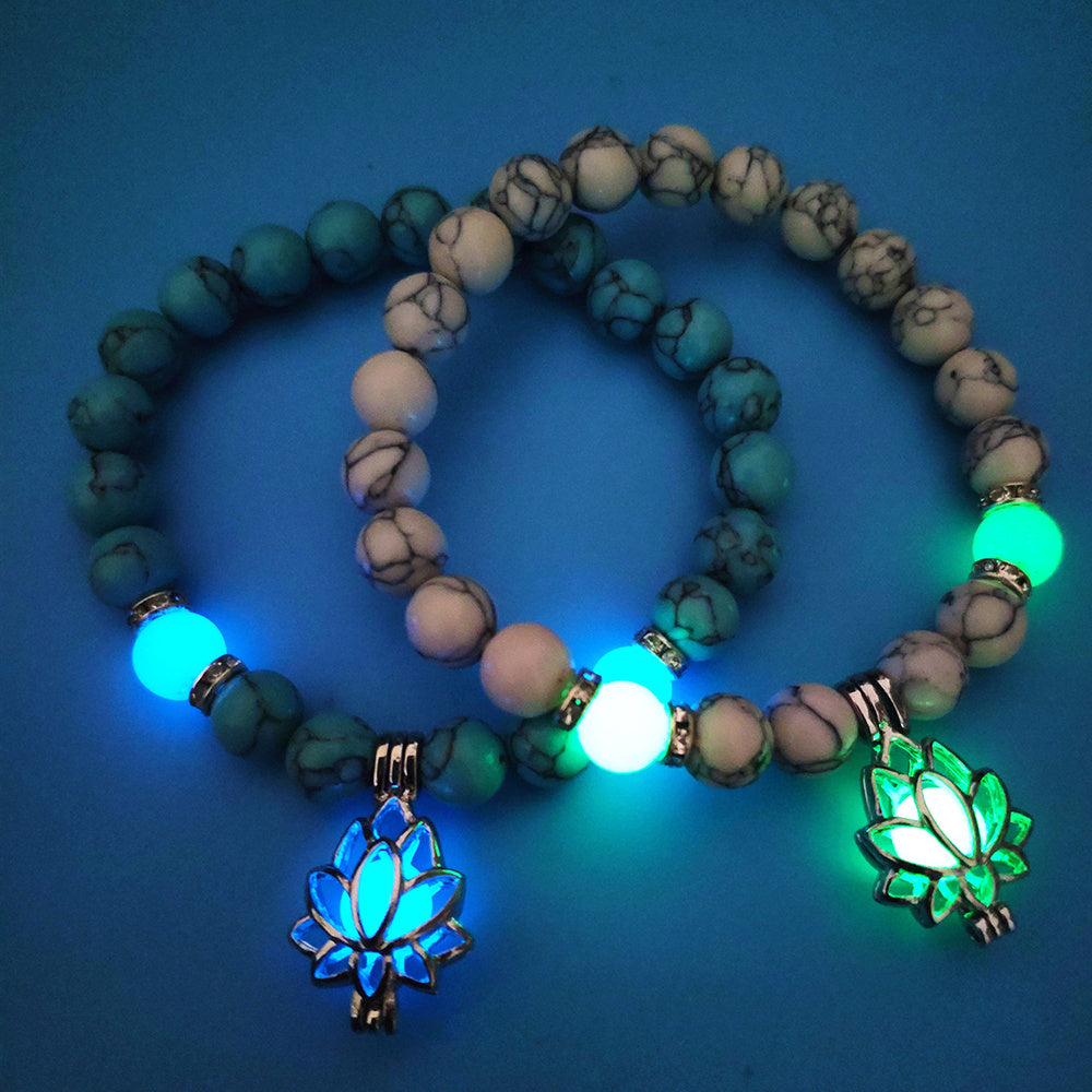 Turquoise Lotus Healing Glow Bracelet for Men Women Tinkers