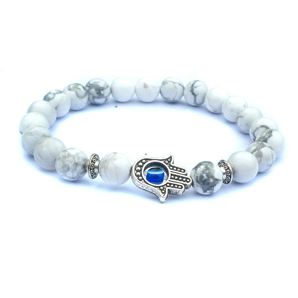 Tinkers Limited Bergamot Evil Eye Stone Bracelet Silver Black Beads - 0