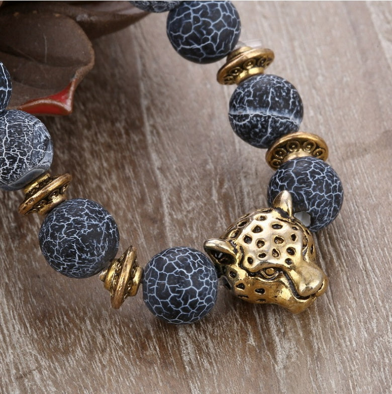 Natural Agate Leopard Bracelet for Men Protection by Tinkers