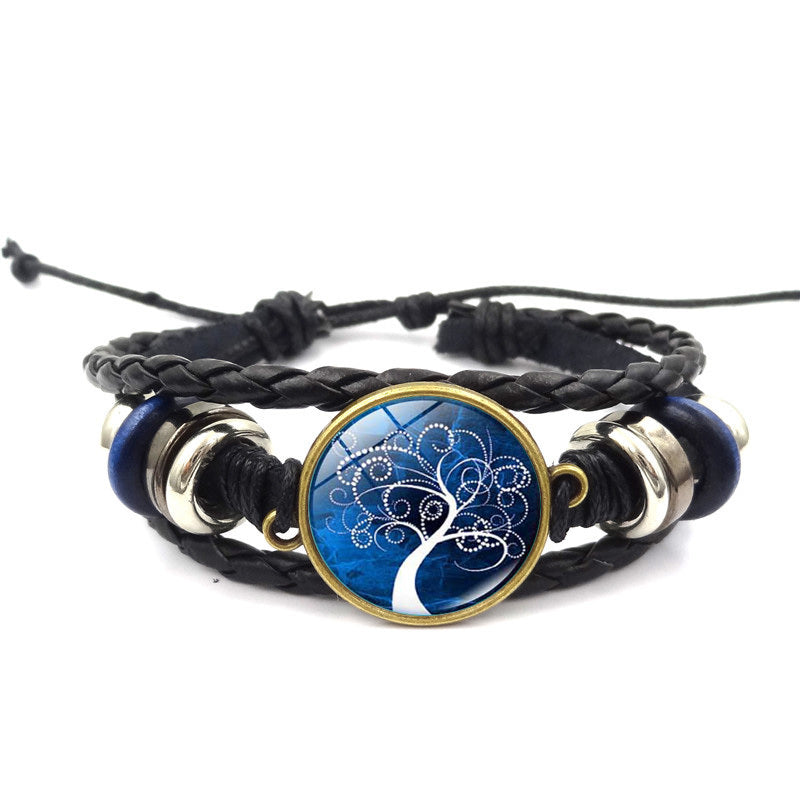 Tinkers Tinkers Tree Of Life Multilayer Leather Glass Bracelet Plus - 0