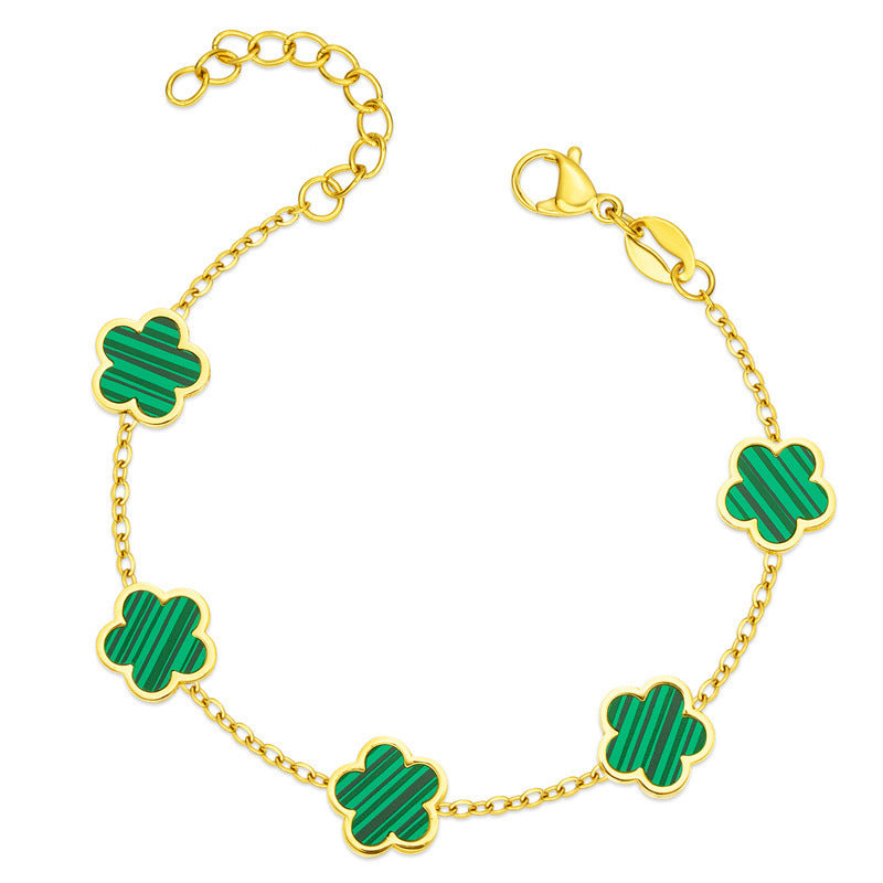 Tinkers Tinkers Green Drop Flower Bracelet Gold Tone Signature Luxe - 0