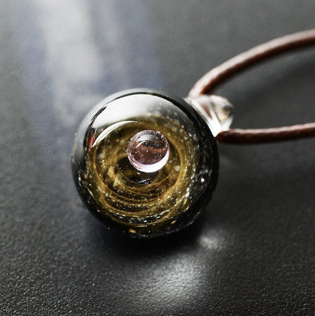 Cosmic Nebula Pendant Necklace Blue Starry Sky Glass Ball