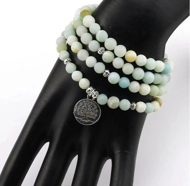 108 Life Tree Stone Bracelet – 6mm Natural Gemstone Mala