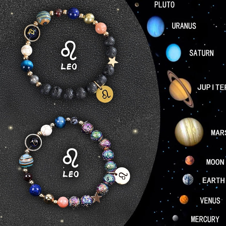 Natural Zodiac Stone Balance Bracelet Set Mens Gift