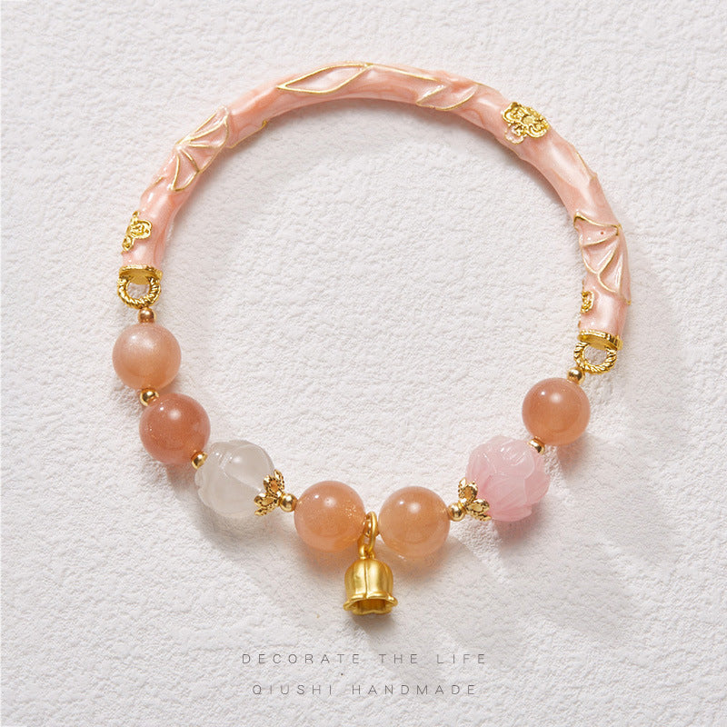 Tinkers Lily Jade Sunstone Lace Half Bracelet Handcrafted Artisan - 0