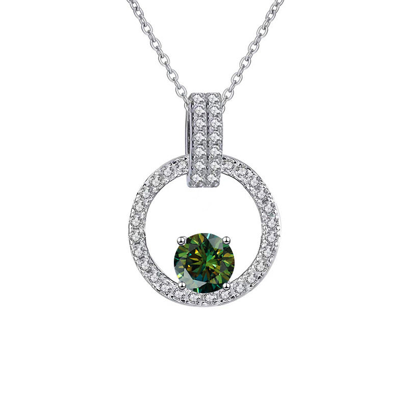 Pink Diamond Necklace Women V Shaped Pendant Silver Chain