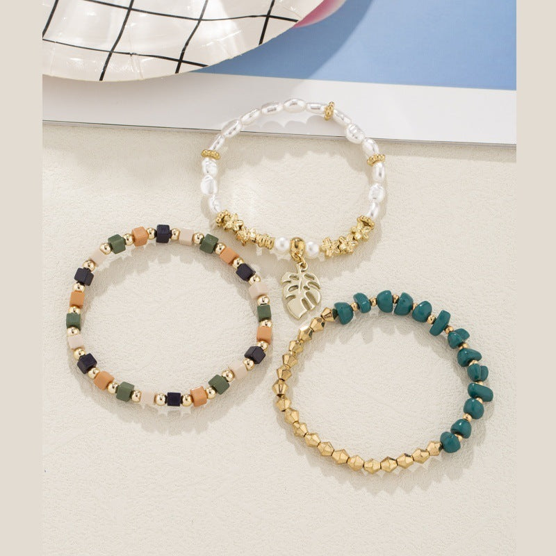 Tinkers Pearl Leaf Pendant Bracelet Set Exclusive Handcrafted - 0