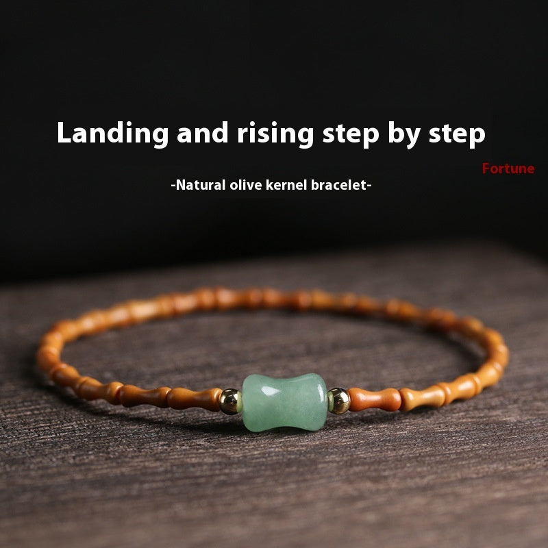 Unisex-Armband im chinesischen Stil, sehr fein, aus Olivennuss-Bambus