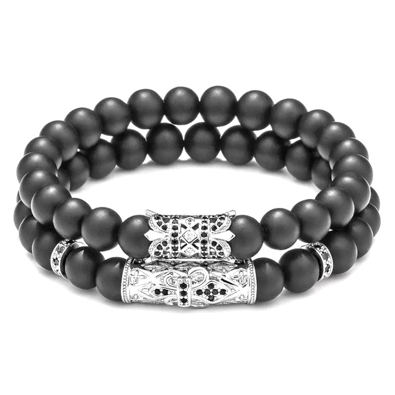 Frosted Stone Micro Zircon Crown Men's and Women's Bracelets