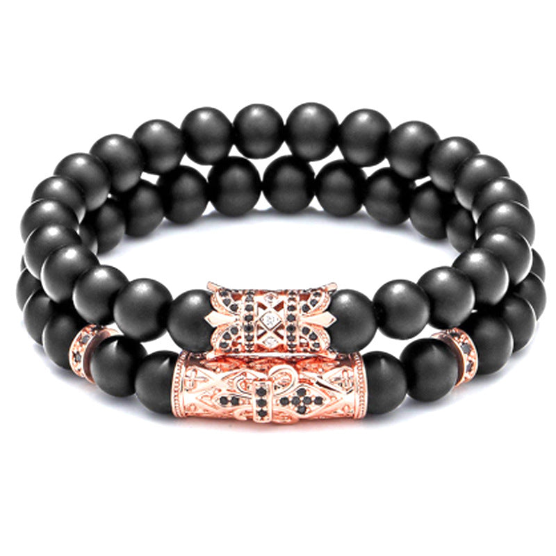 Frosted Stone Micro Zircon Crown Men's and Women's Bracelets
