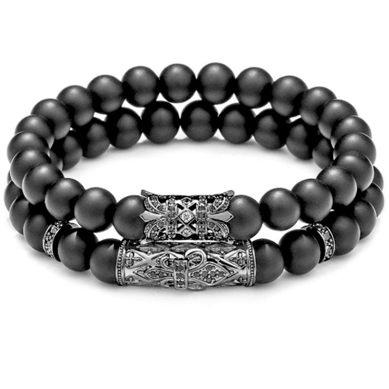 Frosted Stone Micro Zircon Crown Men's and Women's Bracelets