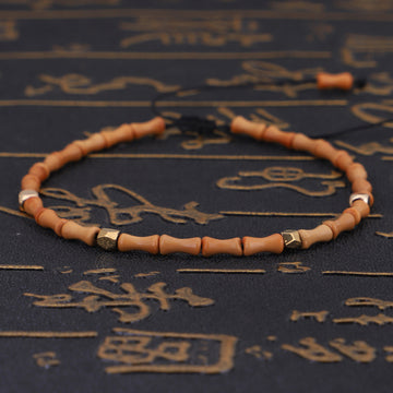 Olive Shell & Copper Bead Bracelet — Handcrafted Wenwan