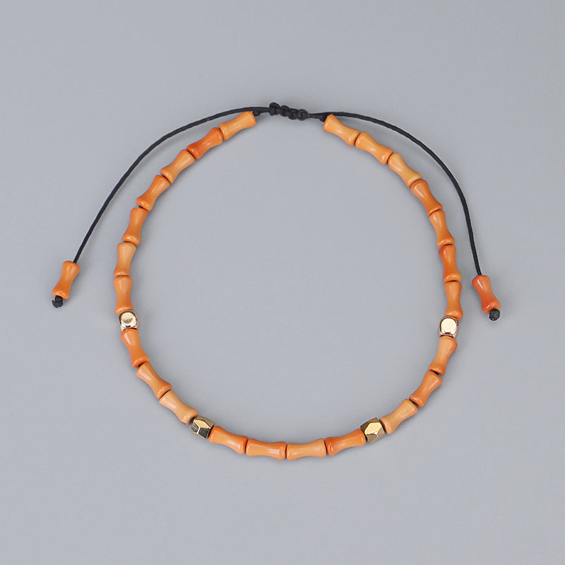 Olive Shell & Copper Bead Bracelet — Handcrafted Wenwan