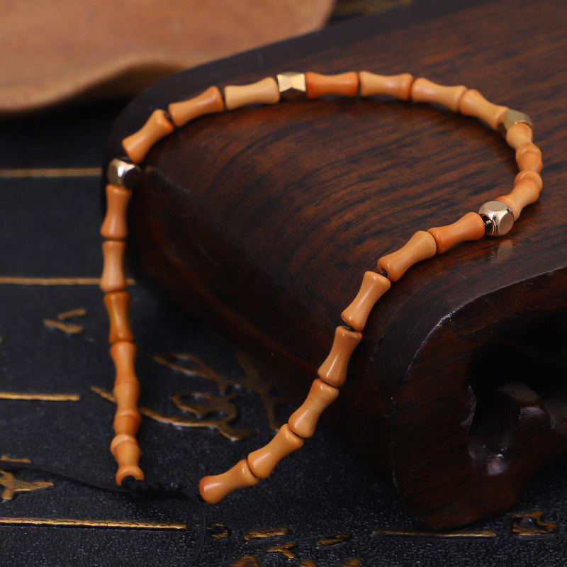 Olive Shell & Copper Bead Bracelet — Handcrafted Wenwan