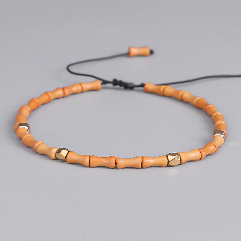Olive Shell & Copper Bead Bracelet — Handcrafted Wenwan