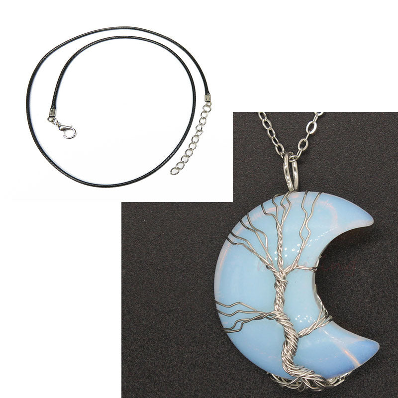 Natürlicher Kristall-Mond-Anhänger, Unisex-Schmuck, Geschenkidee