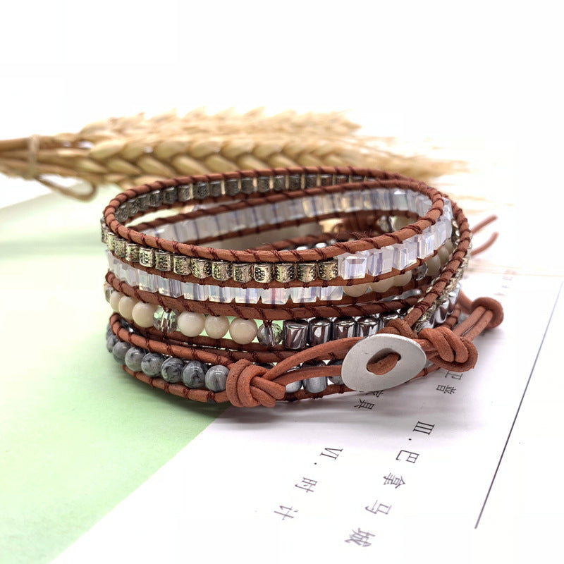 European And American New Style Retro Natural Stone Hand-Woven Bohemian Bracelets