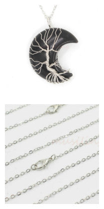 Natürlicher Kristall-Mond-Anhänger, Unisex-Schmuck, Geschenkidee