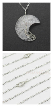 Natürlicher Kristall-Mond-Anhänger, Unisex-Schmuck, Geschenkidee