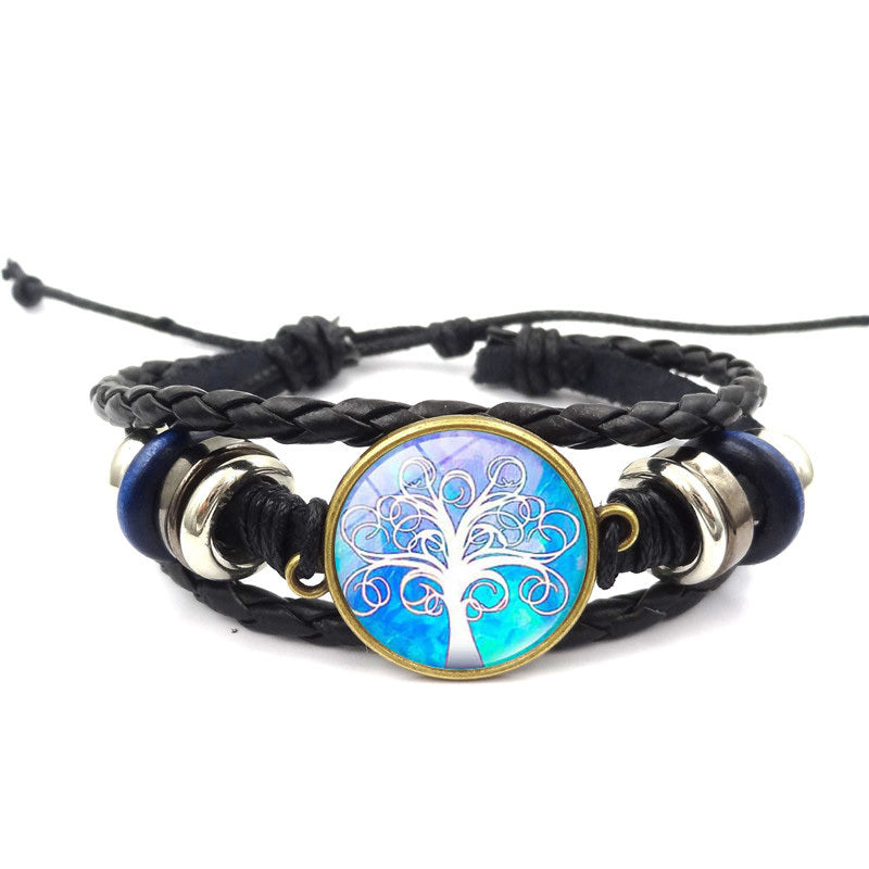 Tinkers Tinkers Tree Of Life Multilayer Leather Glass Bracelet Plus - 0