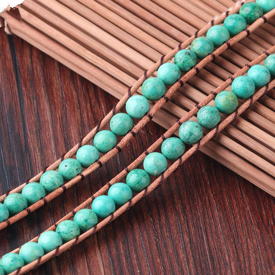 Natural Turquoise & Striped Agate Braided Bracelet