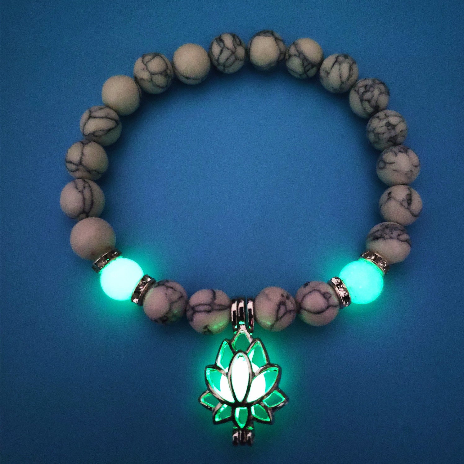 Turquoise Lotus Healing Glow Bracelet for Men Women Tinkers