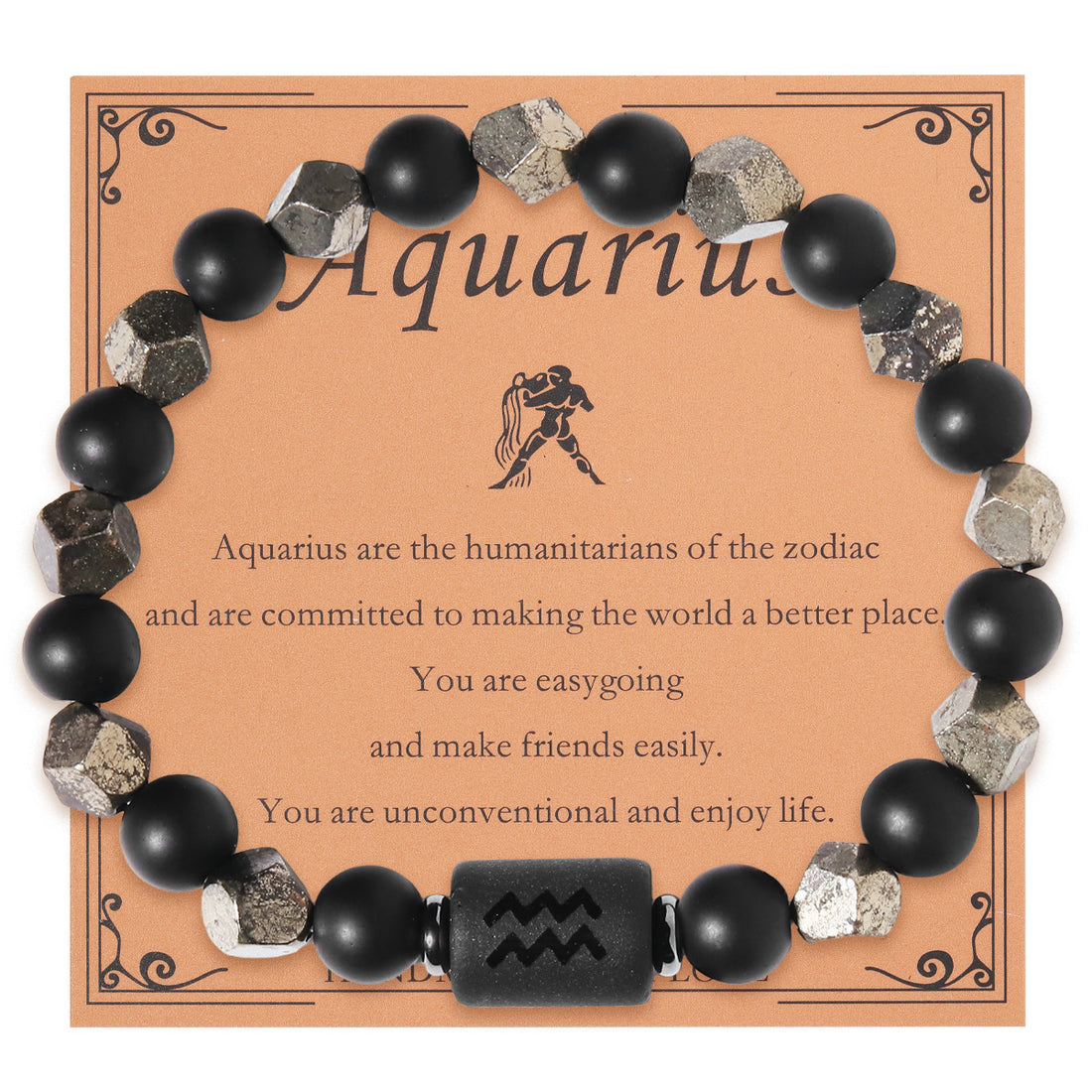 Zodiac Natural Stone Bracelet – Constellation Beaded Cuff with Gift Card