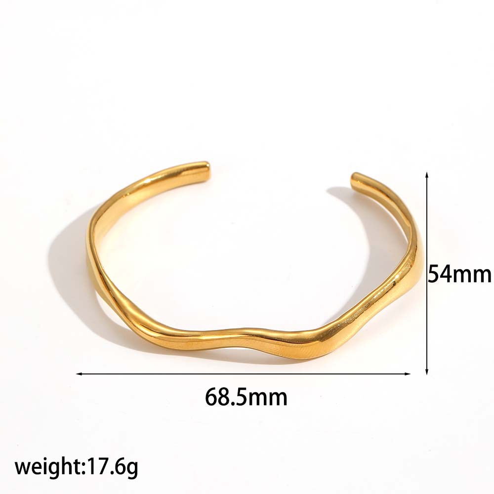 Irregular Open Cuff Bracelet — Minimalist Stainless Steel Bangle