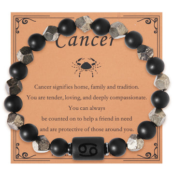 Zodiac Natural Stone Bracelet – Constellation Beaded Cuff with Gift Card