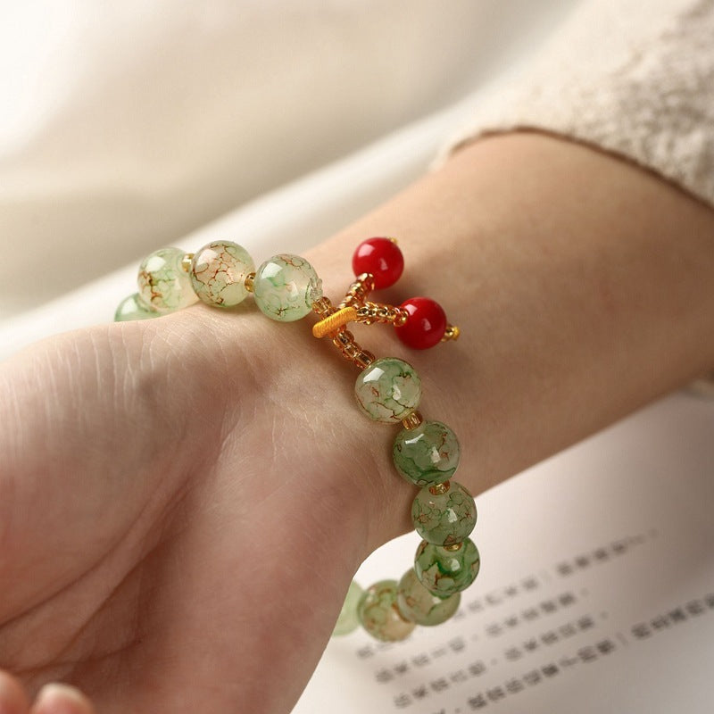 Geometric Ceramic Womens Bracelet With Crystal String Beads