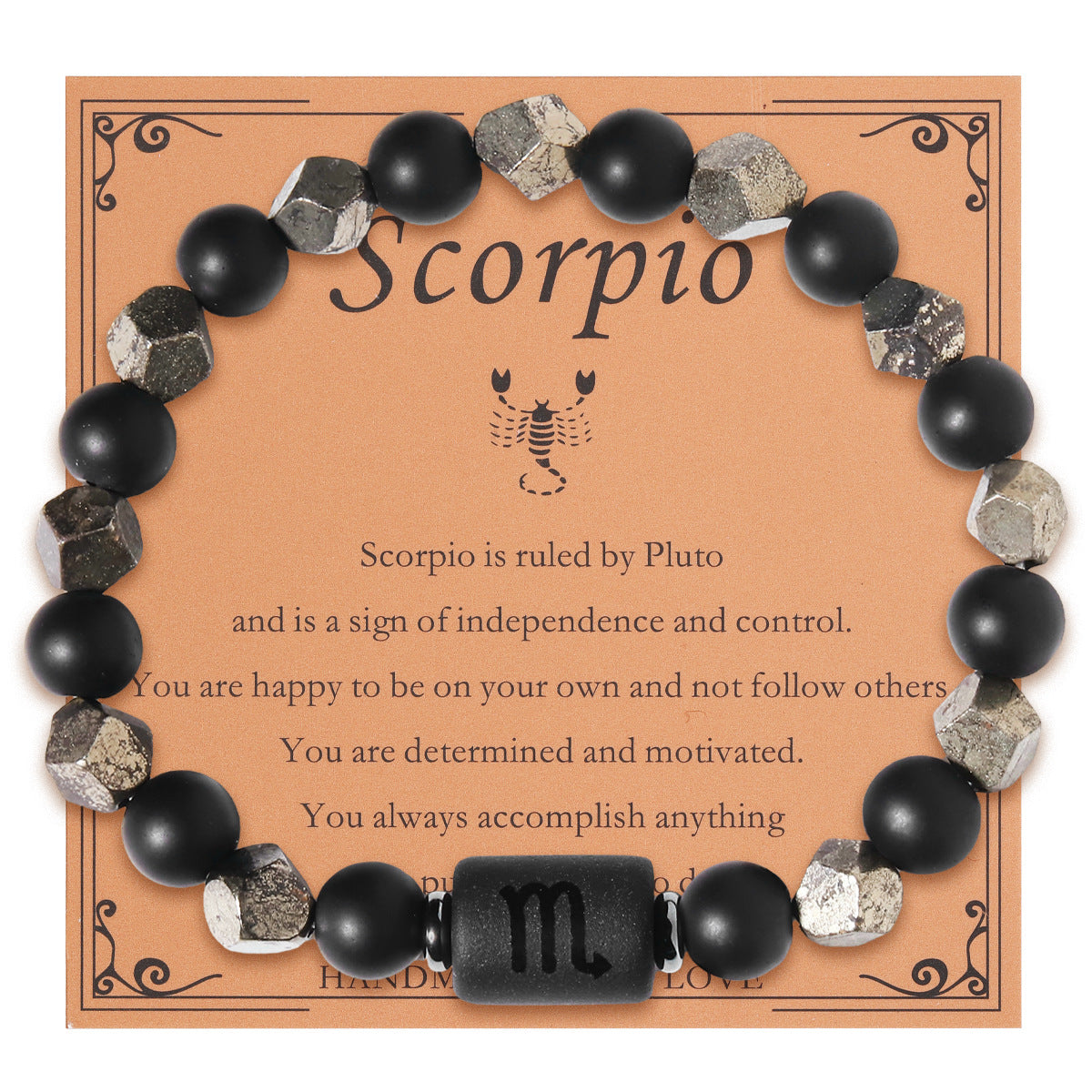 Zodiac Natural Stone Bracelet – Constellation Beaded Cuff with Gift Card