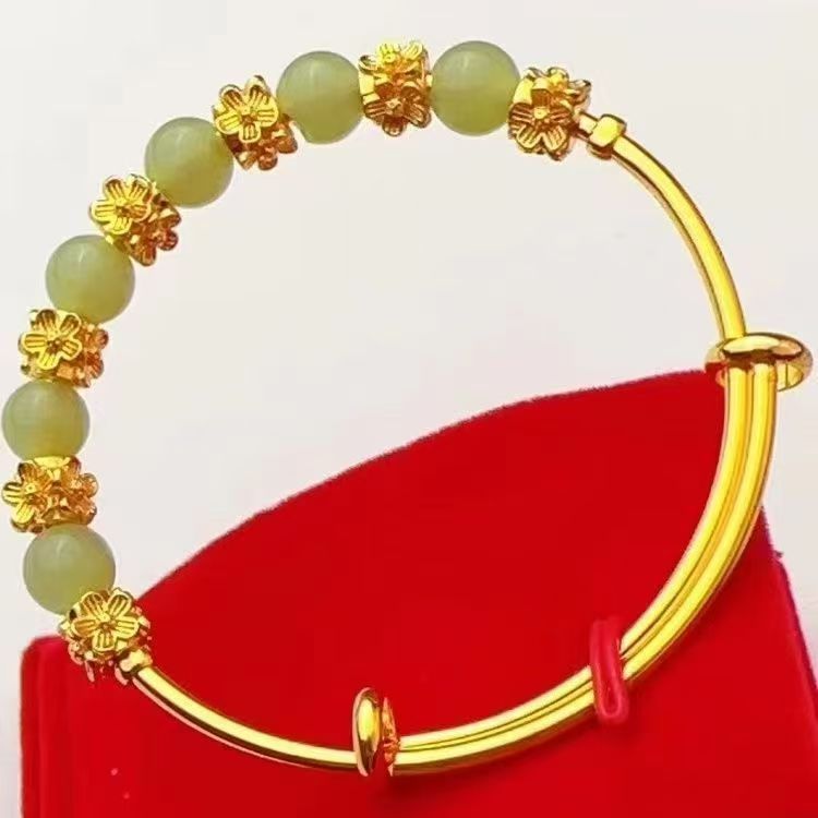 Tinkers Tinkers Brass Gold Plated Chalcedony Flower Bracelet Elite - 0