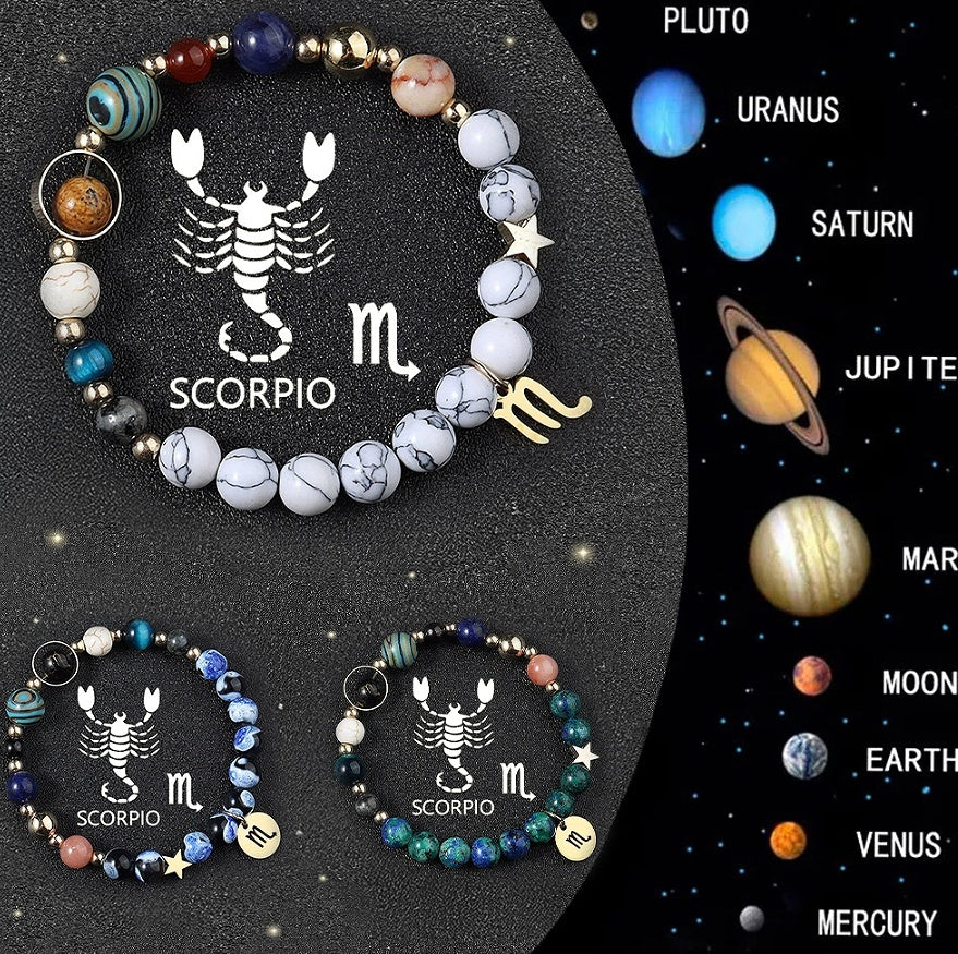 Natural Crystal Zodiac Bracelet Set 3pcs Healing Gift by Tinkers