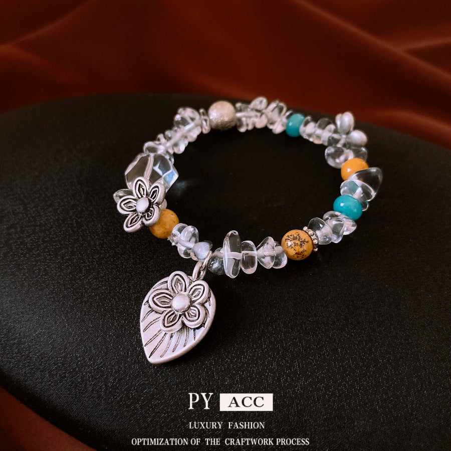 Retro Ethnic Flower Gravel Bracelet For Women Exquisite