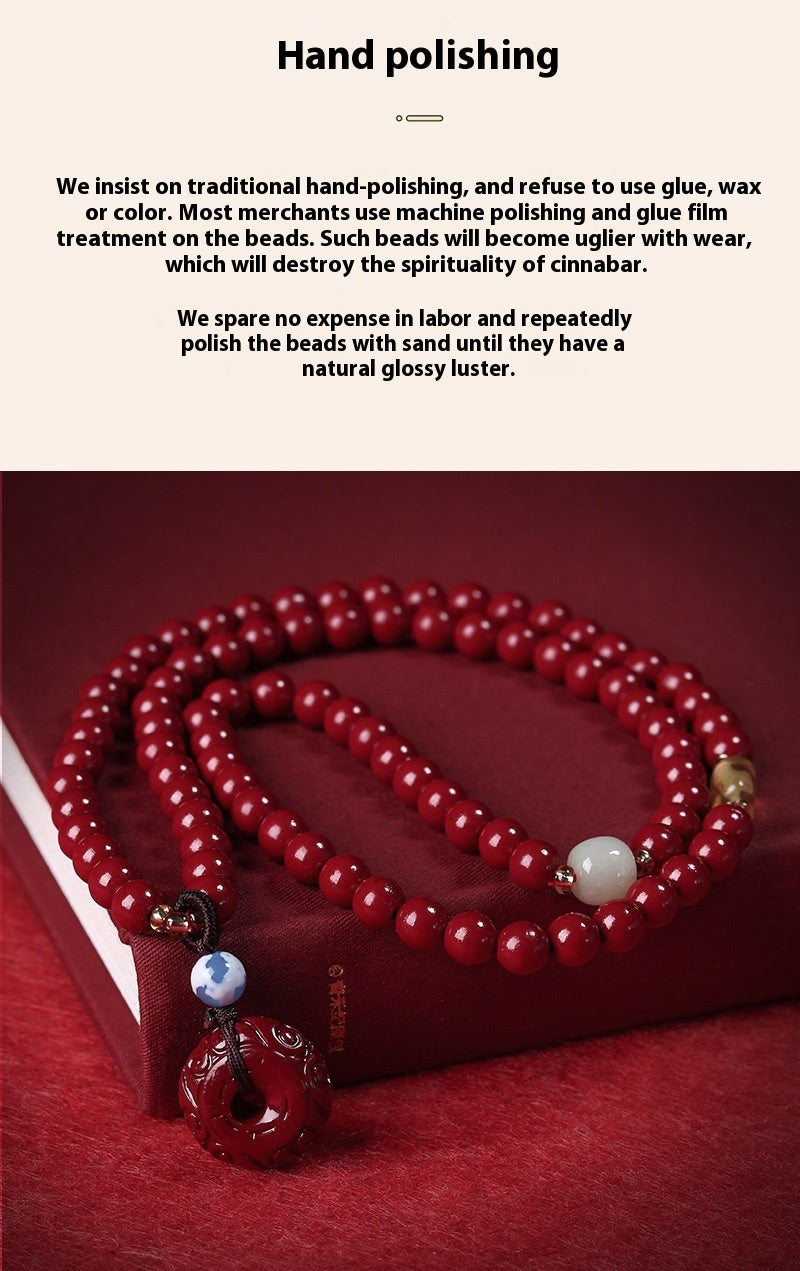 Cinnabar Purple Gold Sand Buddha Beads Rosary Bracelet