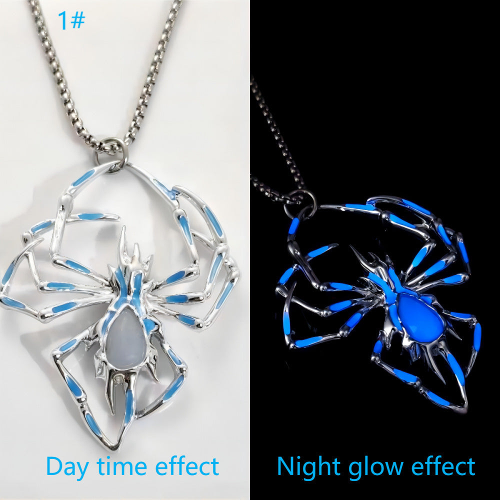 Halloween Luminous Spider Necklace Glow In The Dark Jewelry