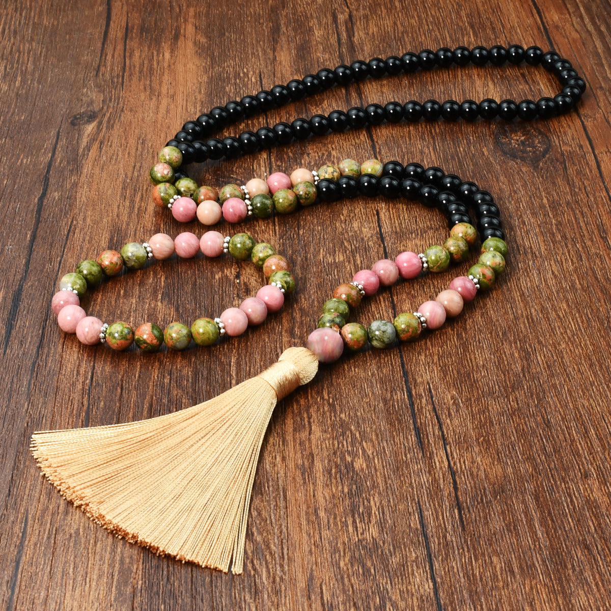 Unakite Prayer Beads 108 Natural Stone Mala Bracelet Set