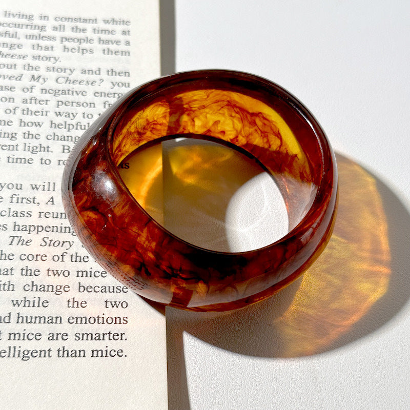 Tinkers Resin Oval Wide Geometric Curved Limited Bracelet For Women - 0